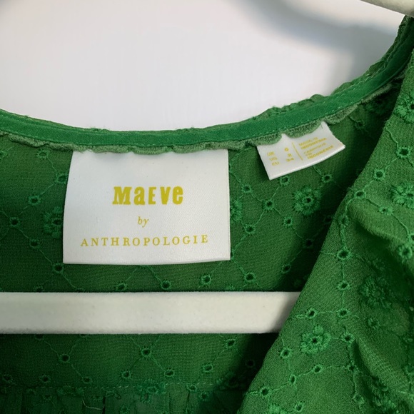 Anthropologie Green Longsleeve Blouse Sz 6 - Picture 3 of 4
